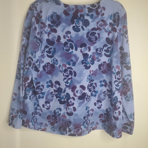 Denim&Co, Size XL vibrant blue/purple l/sleeve tunic tee - Picture 3 of 7